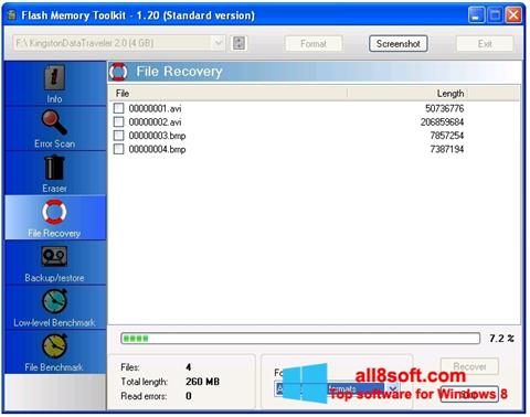 Снимак заслона Flash Memory Toolkit Windows 8