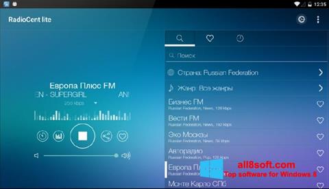 Снимак заслона Radiocent Windows 8