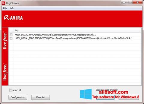 Снимак заслона Avira Registry Cleaner Windows 8