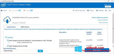 Снимак заслона Intel Driver Update Utility Windows 8