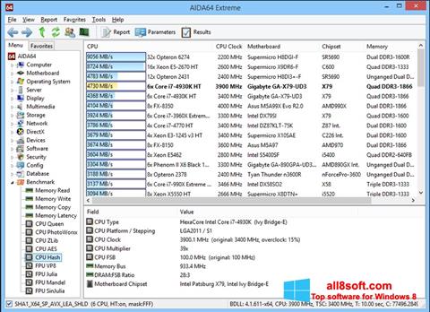 Снимак заслона AIDA32 Windows 8